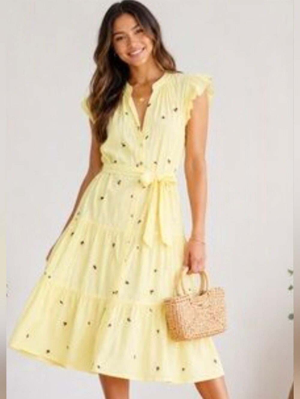 Anthropologie Fig And Flower with Embroidered Dots Has A Belt